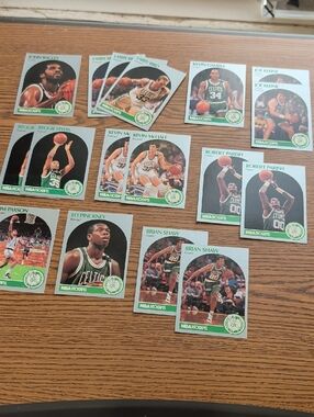 1990 NBA Hoops Boston Celtics Player Card Lot - Green and White
